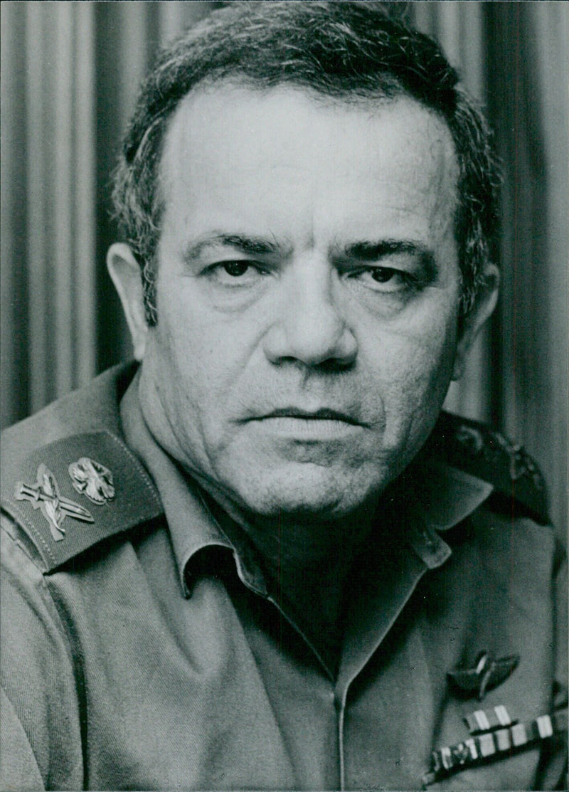 Maj. Gen. Abraham Tamir, Chief of Planning of the Israel Defence Force, poses for a photograph in 1978. - Vintage Photograph