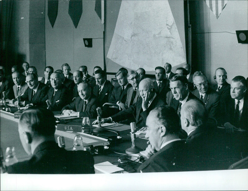 Swedish Prime Minister Tage Erlander speaks at the UNITE 21 U.S.A. June conference in Stockholm, Sweden. - Vintage Photograph