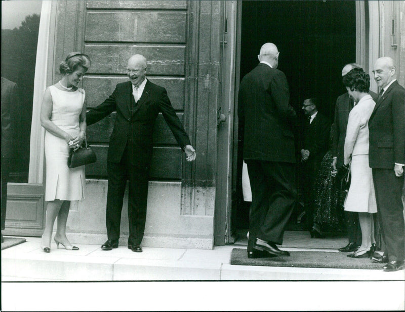 President Eisenhower and Prime Minister Janis meet in Stockholm, Sweden on August 21, 1962. - Vintage Photograph