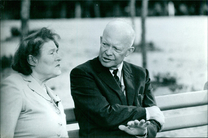 Swedish Prime Minister Tage Erlander (center) and French President Charles de Gaulle (right) meet in Stockholm on August 8, 1963. - Vintage Photograph