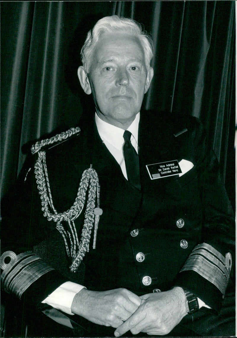 Vice Admiral Sir Derek Reffel, Controller of the Navy since November 1984, poses with other British Service Chiefs in 1987. - Vintage Photograph