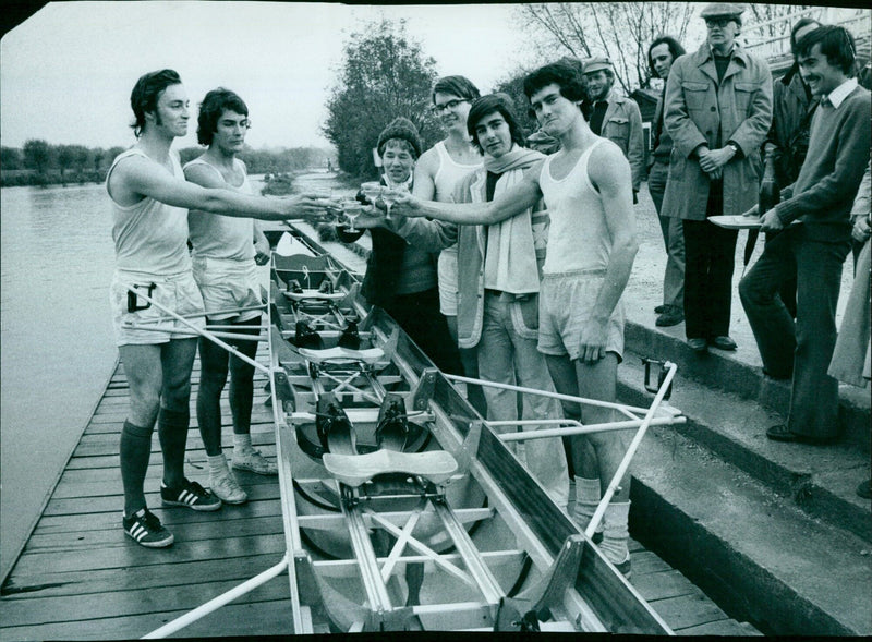 The flotilla of ships seen here on the 28th of November in 1974 in Oxford. - Vintage Photograph