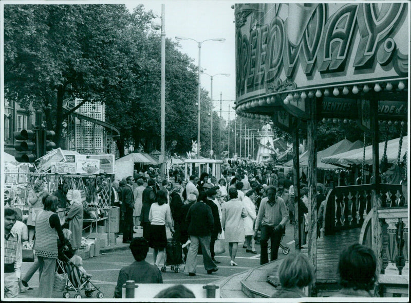 A large crowd of people gathered for a demonstration in London on September 12, 1975. - Vintage Photograph