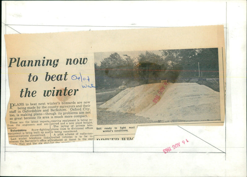 Oxfordshire and Berkshire county surveyors are making plans to combat next winter's blizzards. - Vintage Photograph