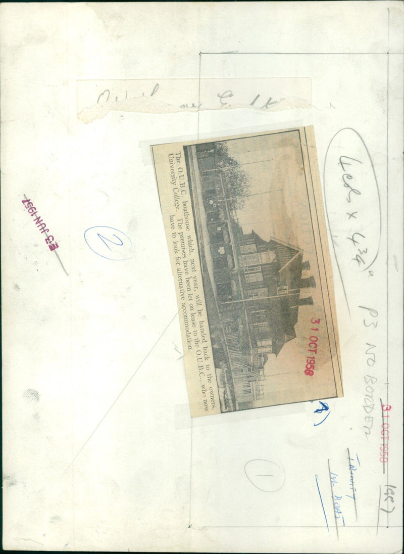 The O.U.B.C. boathouse being handed back to the owners, University College in Oxford, England. - Vintage Photograph