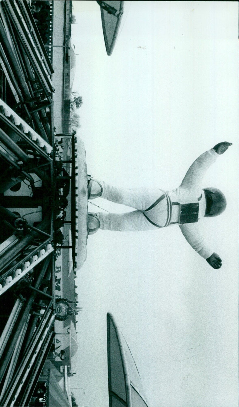 John Biddall's Oxford's Oxpens showground features a variety of amusement rides, including a futuristic Star Wars ride. - Vintage Photograph