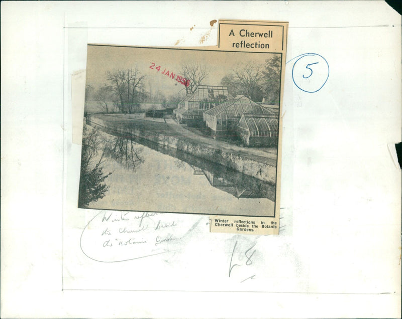 A tranquil winter scene in the Botanic Gardens in Oxford, England. - Vintage Photograph