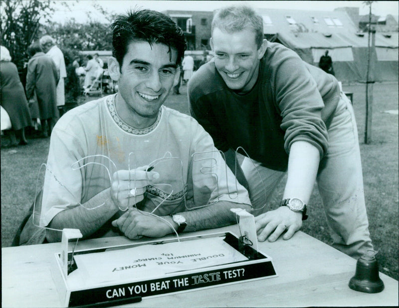 Paul Peros attempts to beat the taste test at The Priory in Neadington. - Vintage Photograph