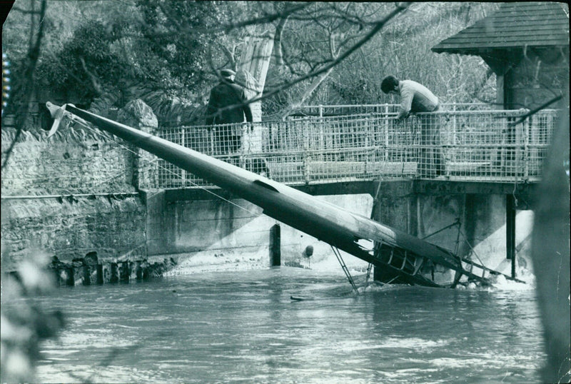 A hley boat sails on the Thames in Oxford, England. - Vintage Photograph