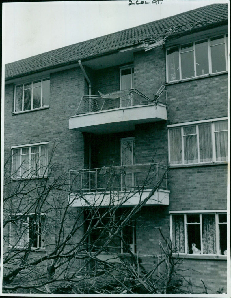 High winds cause damage in Oxford, U.K. - Vintage Photograph