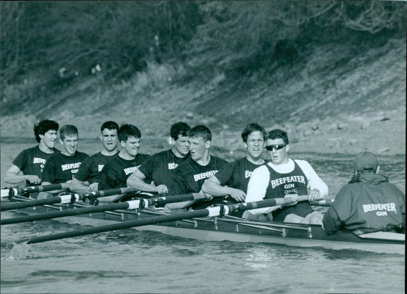 University rowing team competing at the 1993 Beefeater Gin Regatta. - Vintage Photograph