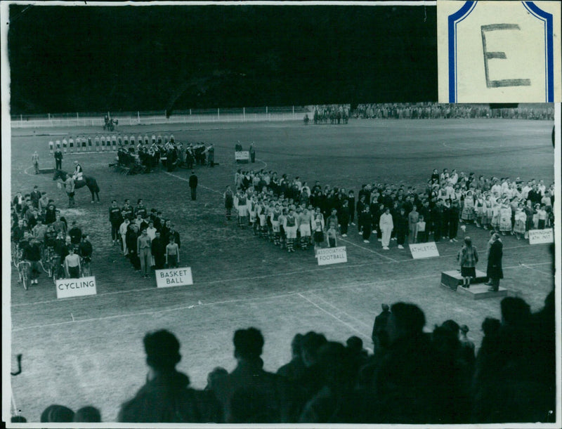 Members of the Cycling, Basket Ball, Pion Association, Football Athletics, and Birmingham Athletic Institute teams pose for a team photo. - Vintage Photograph