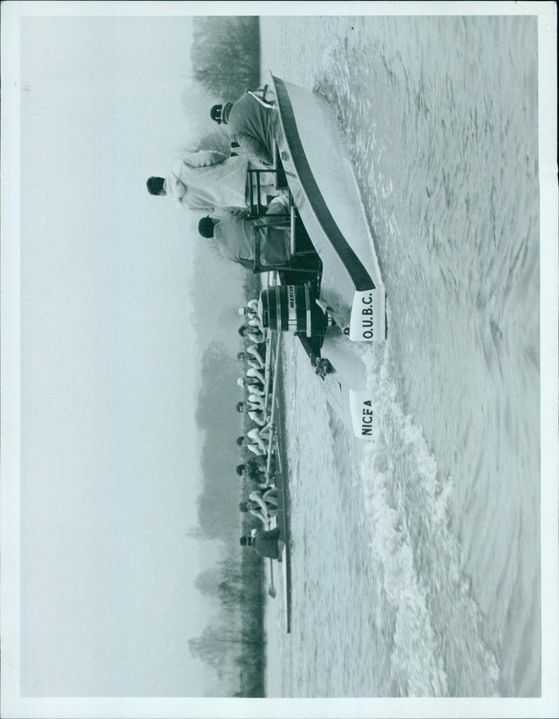 Members of the NICE A MERCUR O.U.B.C. rowing team practice for an upcoming race. - Vintage Photograph