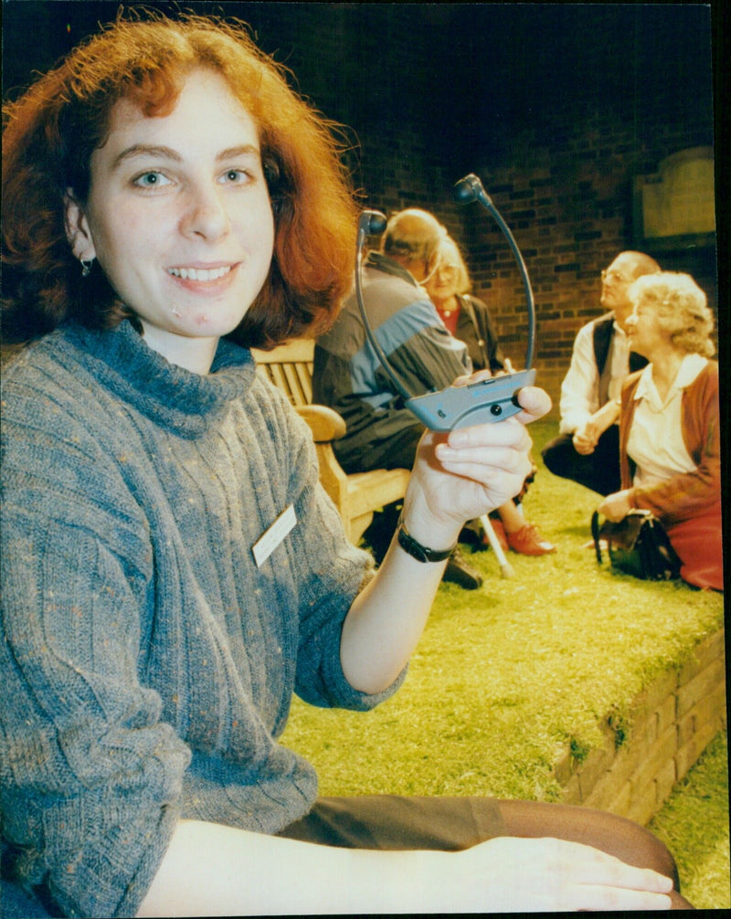 The Rover Group presents Oxford Playhouse with two Sennheiser headsets to improve sound quality for people with disabilities. - Vintage Photograph