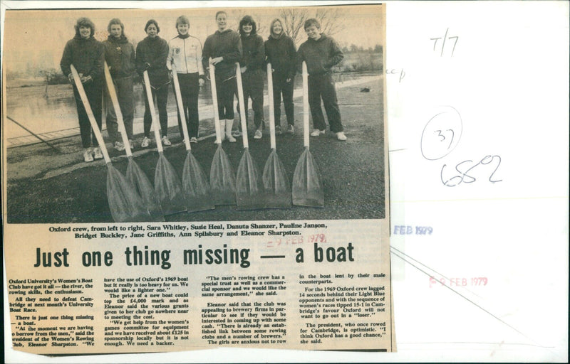 Oxford University's Women's Boat Club members pose for a photo. - Vintage Photograph