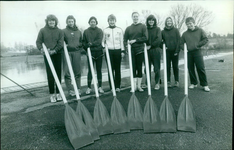 Oxford University's Women's Boat Club members pose for a photo. - Vintage Photograph