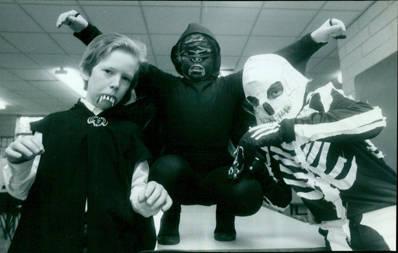 Students Bryan Blind, Joseph Heapy, and Julian Dimech enjoy the S Aloysius School carnival in Oxford. - Vintage Photograph