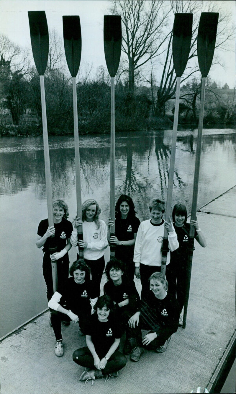 Oxford University Women’s Lightweight Crew Smile Despite Boat Race Storm. - Vintage Photograph