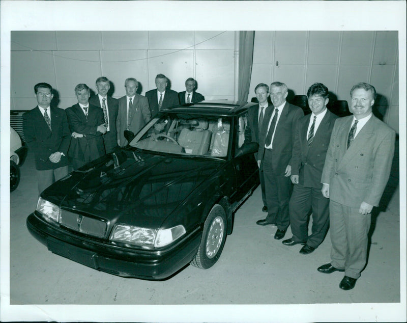 The Cowley Management team holds a press conference at the Cowley Factory in Oxford, England. - Vintage Photograph