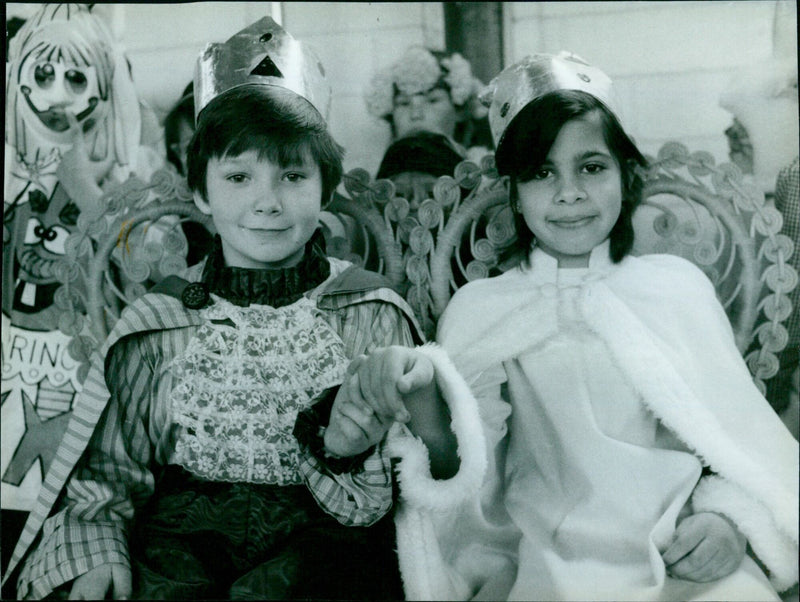 Students from St. Aloysius School attend a carnival in Woodstock, London. - Vintage Photograph