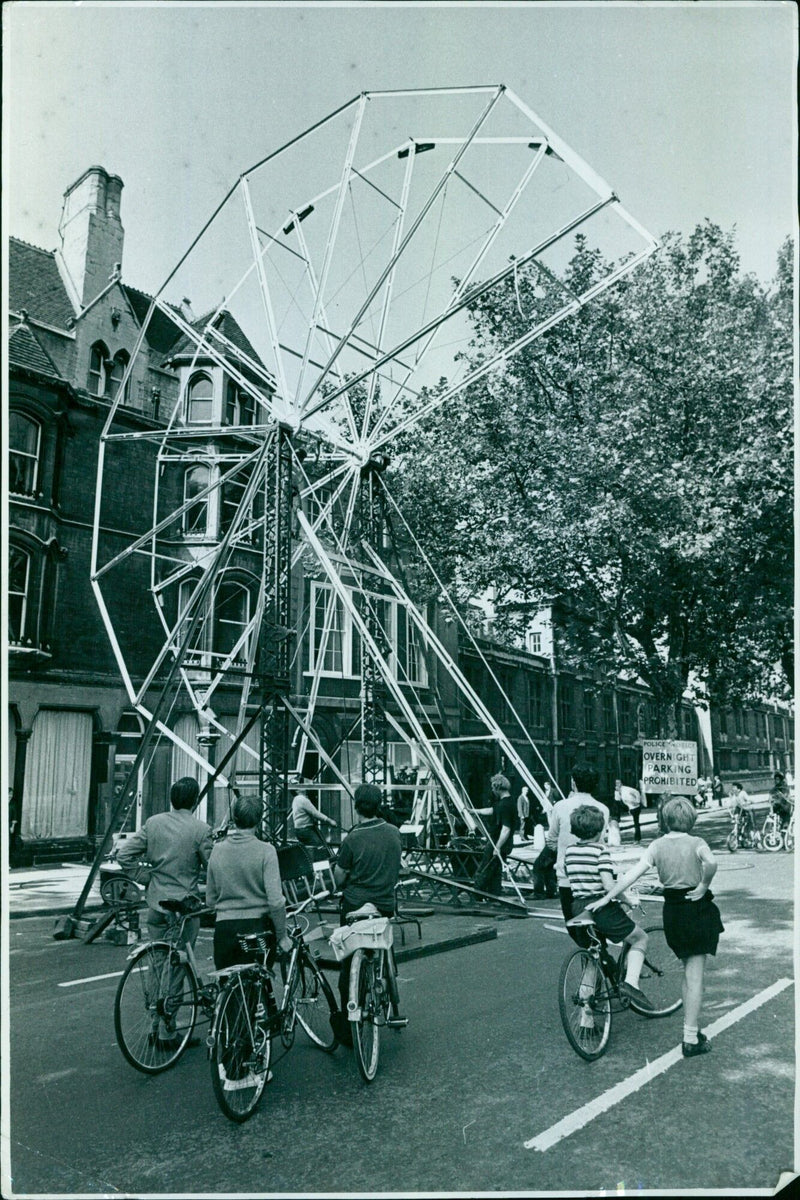 A police notice prohibiting overnight parking is seen in Oxford. - Vintage Photograph