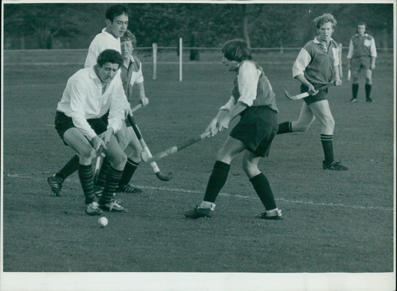 David Barker of Oxford University takes a shot on goal during a match against Royal Engineers. - Vintage Photograph