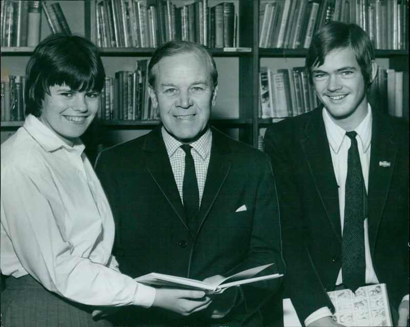 Students smile on stage during the Bayswater School Prize Giving ceremony in October 1967. - Vintage Photograph