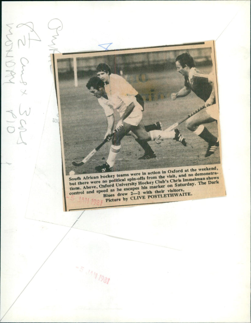 South African hockey teams face off in Oxford, England. - Vintage Photograph