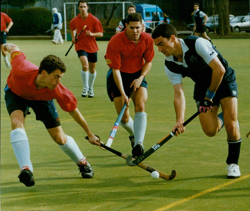 Oxford University takes on Hampstead Westminster in a National Hockey League match. - Vintage Photograph