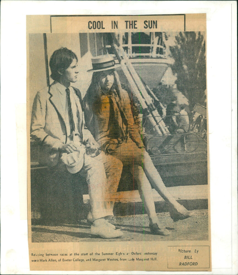 Students relax between races at the start of Summer at Oxford University. - Vintage Photograph