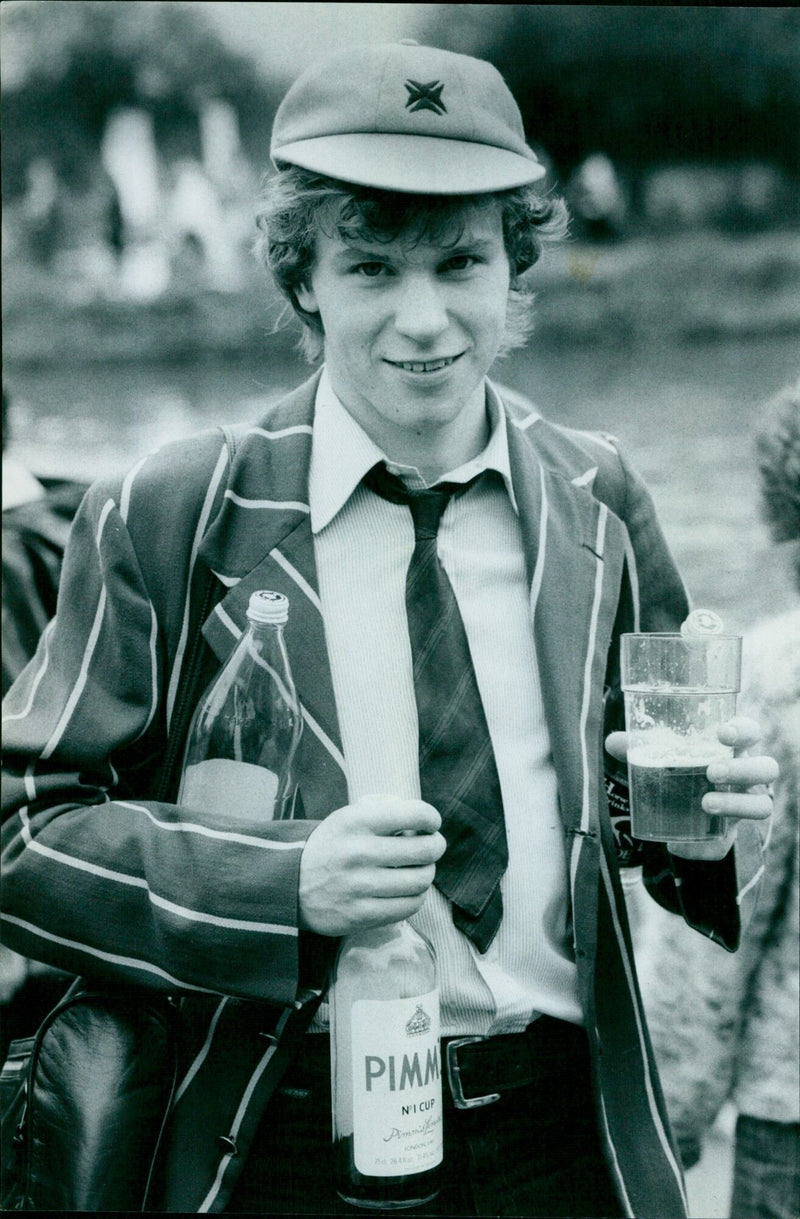 Students celebrate the Oxford University Summer Eights with high jinks, fun fashion and flames. - Vintage Photograph