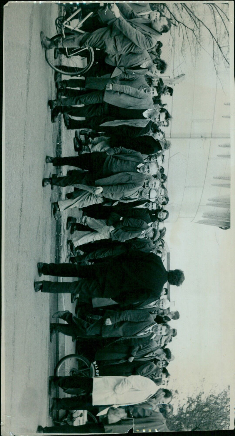 A crowd of people gathered in Oxford, United Kingdom, on April 17, 1968. - Vintage Photograph