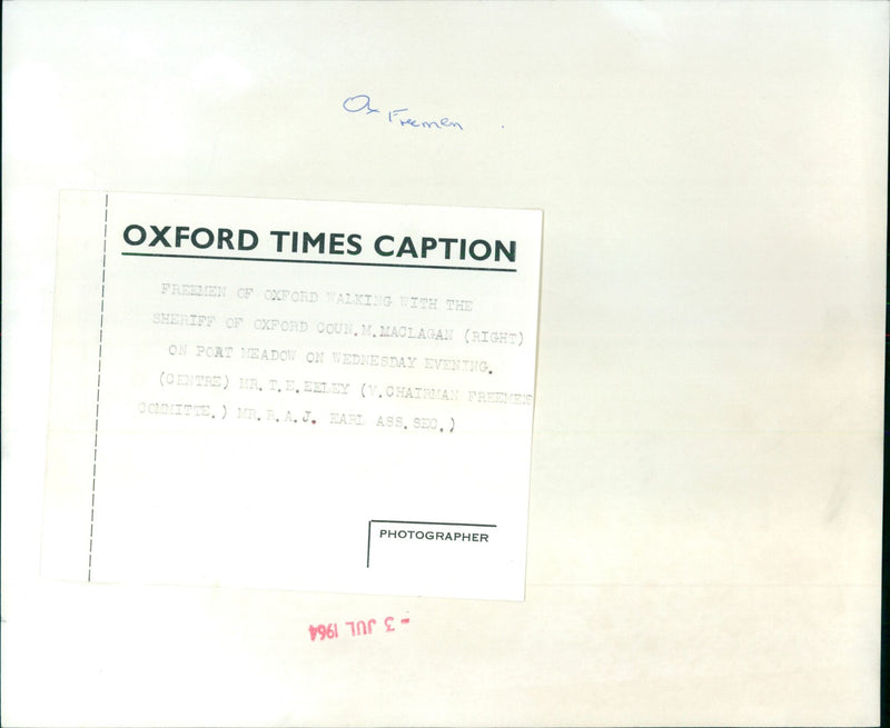 Freemen of Oxford walking with the Sheriff of Oxford Coun, M. MacLagan. - Vintage Photograph