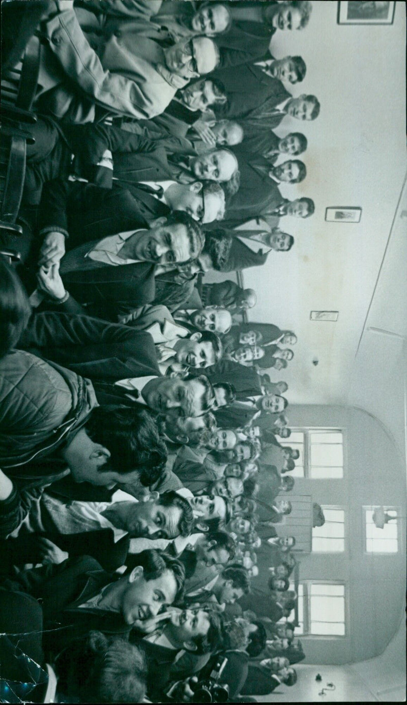 Police officers standing in a line in Oxford, England. - Vintage Photograph