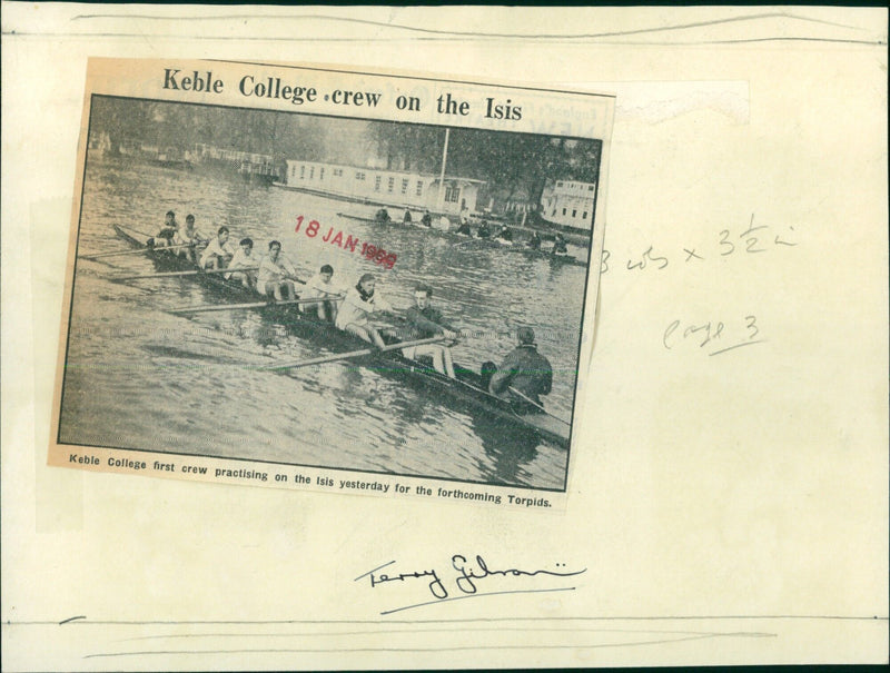 Keble College crew practising on the Isis for the Torpids. - Vintage Photograph