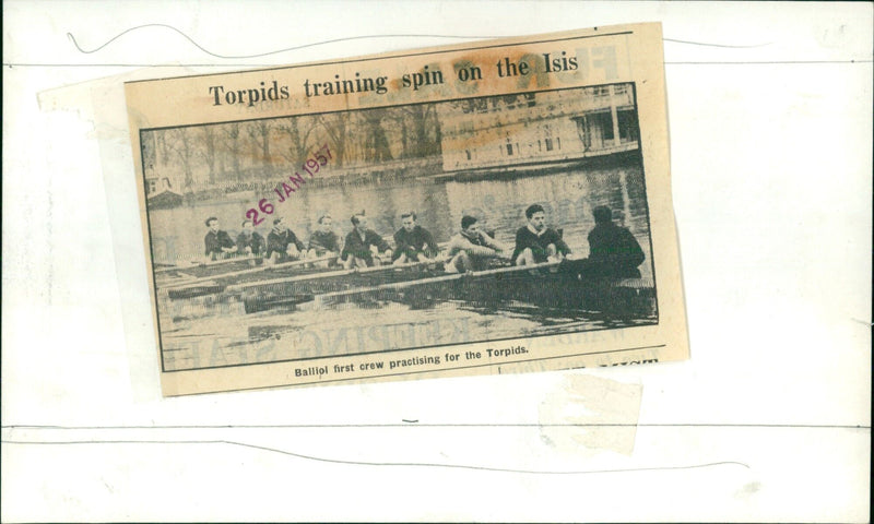 Balliol College's first crew practising for the Torpids on the River Isis. - Vintage Photograph