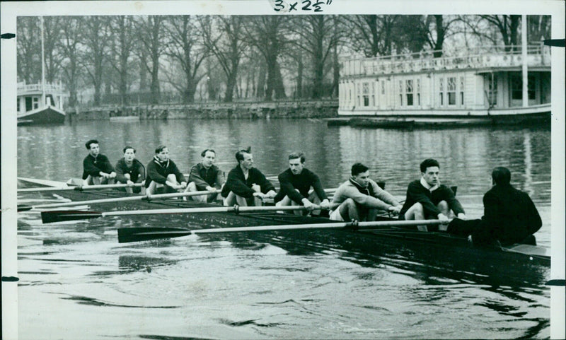 Balliol College's first crew practising for the Torpids on the River Isis. - Vintage Photograph