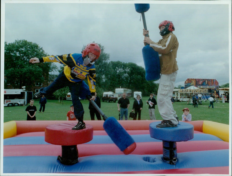 Oxford West Fun Day celebrates with music and jousts. - Vintage Photograph