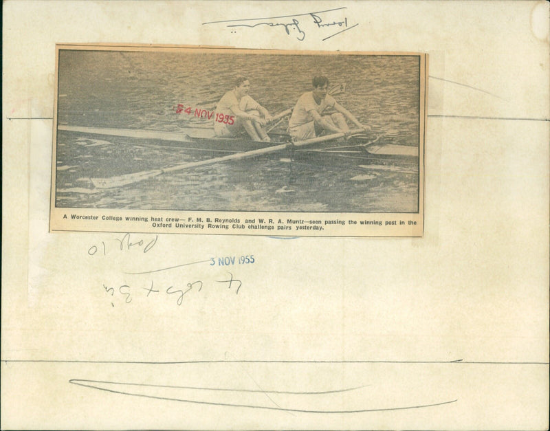 Worcester College crew win rowing race - Vintage Photograph