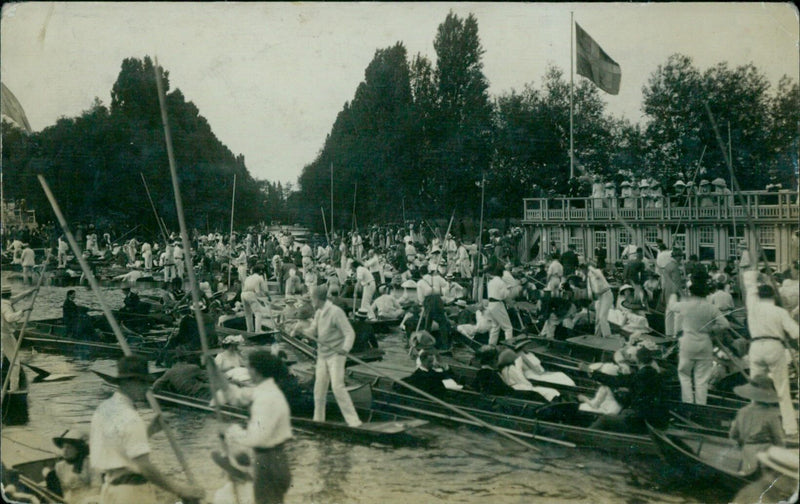 People in Oxford, ON celebrating the arrival of the Tulox train. - Vintage Photograph