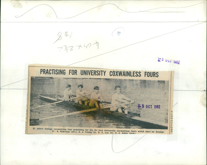 St. John's College coxwainless four practising for the Oxford University coxwainless fours. - Vintage Photograph