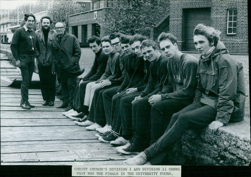 Members of Is IsA Christ Church pose with their trophies after winning the University Fours Finals. - Vintage Photograph