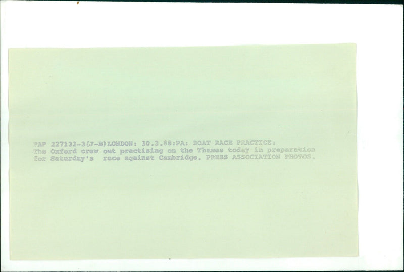 The Oxford rowing team practice on the Thames in preparation for the upcoming Boat Race against Cambridge. - Vintage Photograph
