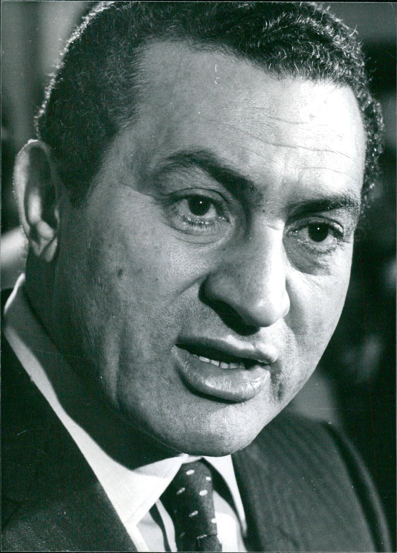 President Hosny Mubarak of Egypt, photographed in 1982. - Vintage Photograph