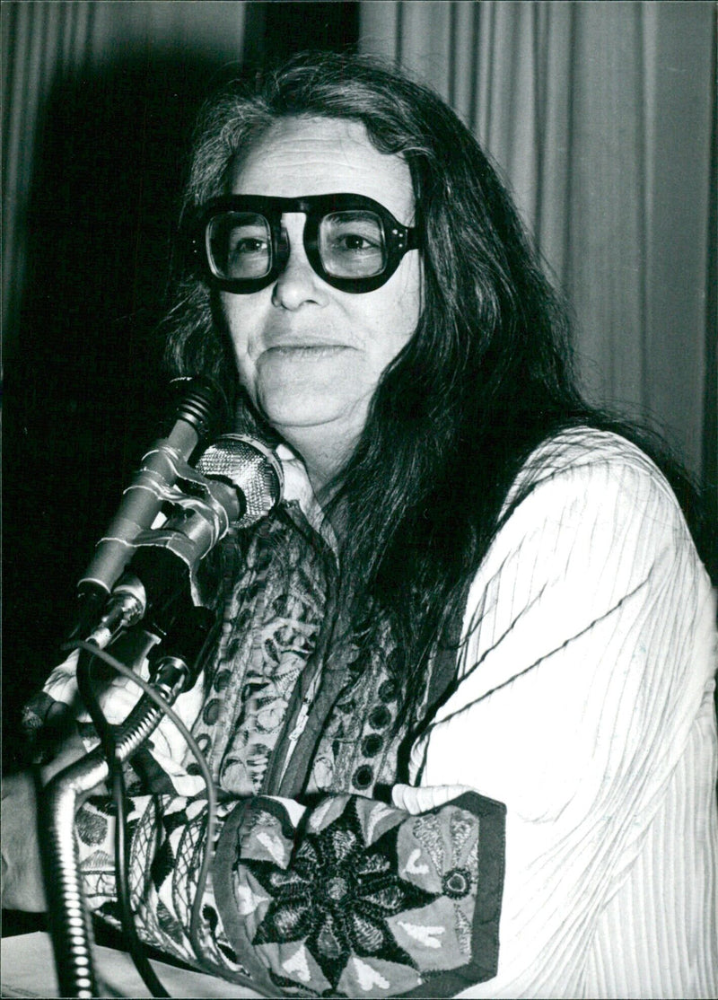 American feminist Kate Millett is seen leading a demonstration in 1979 following her expulsion from Iran for espousing the feminist cause. - Vintage Photograph