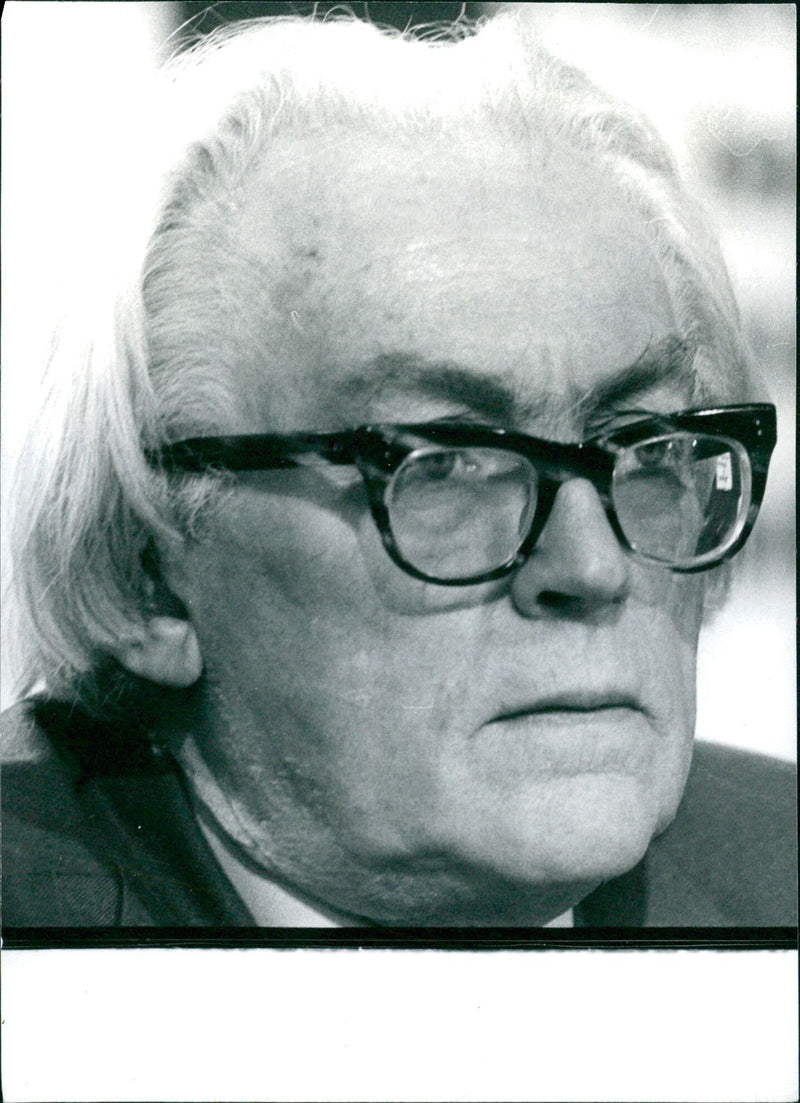 British Politician Michael Foot, M.P., Lord President of the Council and Leader of the House of Commons, is photographed in 1979. - Vintage Photograph