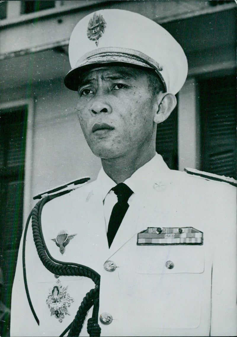 Thirty Laotian Service Chiefs, led by General Phasouk S. Raspakh, Commander of the 4th Military Region in Southern Laos, pose for a group photo in Stockholm, Sweden on August 25, 1970. - Vintage Photograph