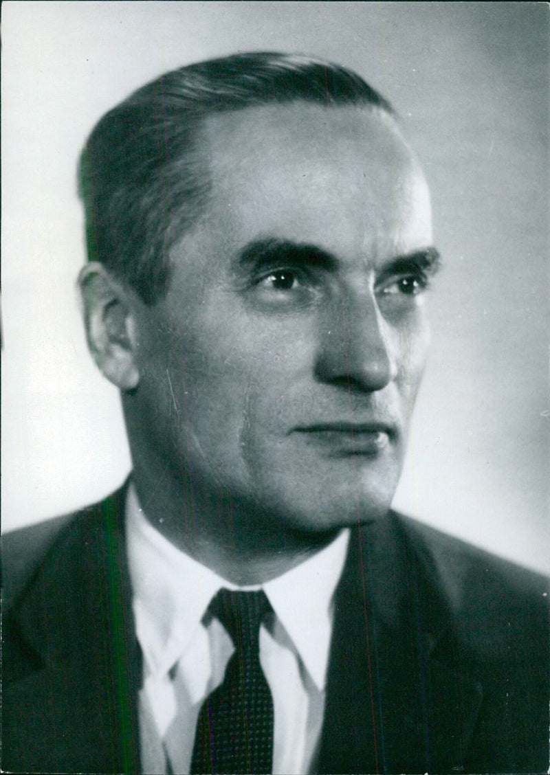 Polish Minister of Chemical Industry, Antoni Hadlinski, poses for a portrait study photographed by Wladyslaw Miernicki in 1963. - Vintage Photograph