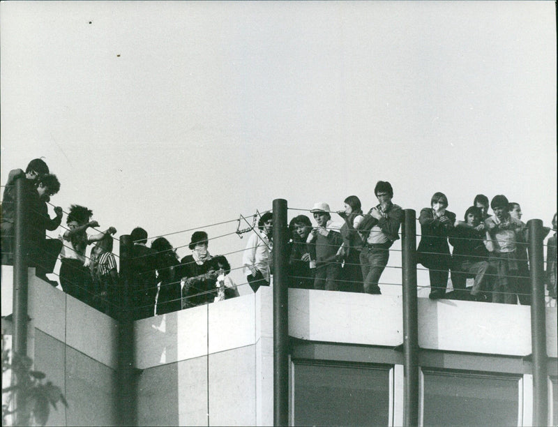 In Stockholm, Sweden on May 21st, 1970, a group of people gathers for the launch of INTER PM UR TILL AAGAZINE. - Vintage Photograph