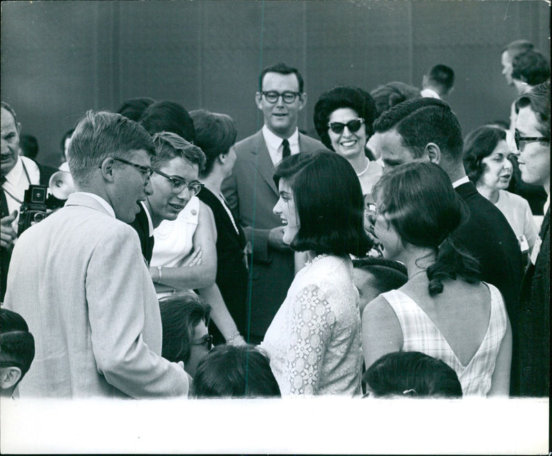 Swedish Prime Minister Tage Erlander and U.S. President Lyndon B. Johnson meet in Stockholm, Sweden on August 21, 1964. - Vintage Photograph